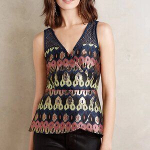 Anthropologie Yana Jacquard Peplum Top by HD in Paris Size S
